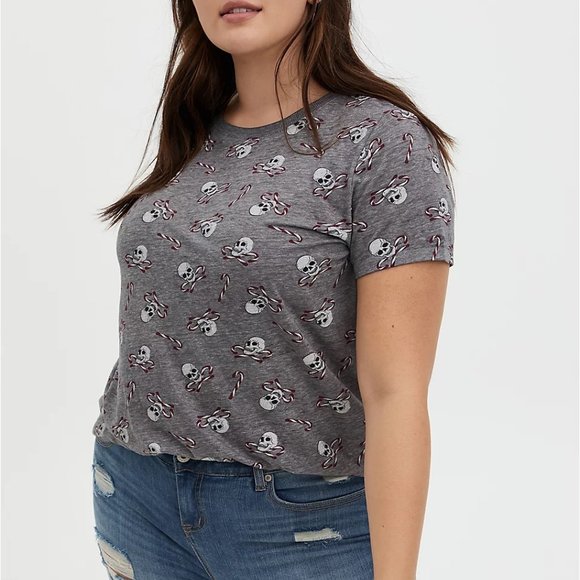Torrid 2 2x 18/20 Skull Candy Cane Tee - Picture 2 of 4